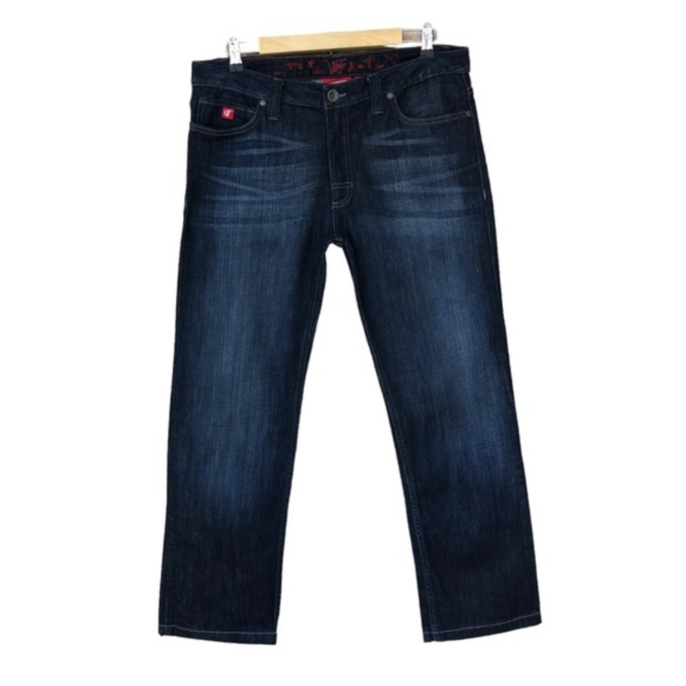 Vans RN96277 Cotton Blend Dark Wash Whiskered Straight Leg Jeans Size 34